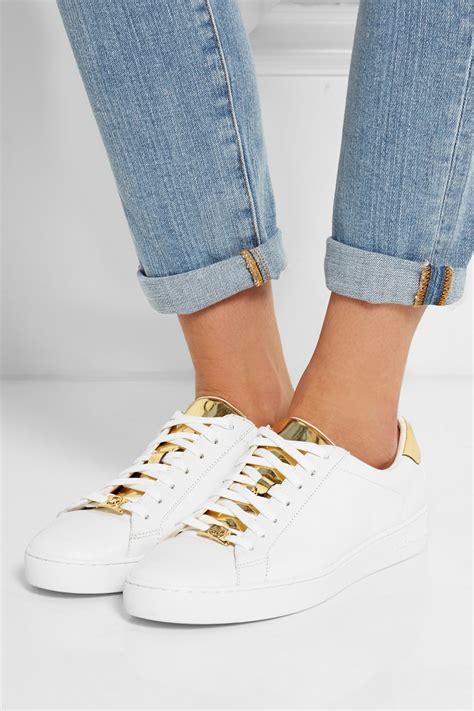 michael kors sneaker wit|Michael Kors white leather sneakers.